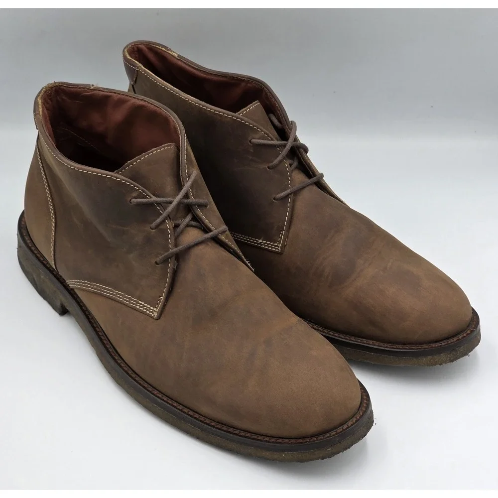 Johnston Murphy Copel Chukka Mens 10M Tan Brown Leather Memory Foam Ankle Boots